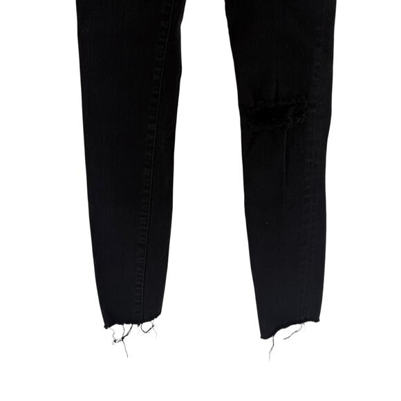 Madewell Jeans Size 24 Black Distressed Stretch 11 Inch High Rise Skinny Frayed - Picture 3 of 10